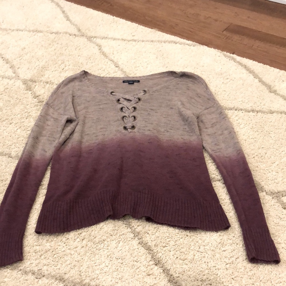 Gray and purple hombre sweater